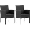 Image de vidaXL Vidaxl Chaises De Jardin Avec Coussins Noir Lot De 2 Résine Tressée