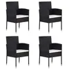 Image de vidaXL Chaises de jardin coussins blanc crème 4pcs noir résine tressée318727