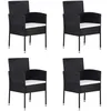 Image de vidaXL Vidaxl Chaises De Jardin Coussins Blanc Crème 4pcs Noir Résine Tressée