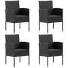 Image de vidaXL Vidaxl Chaises De Jardin Coussins Noir Lot De 4 Noir Résine Tressée