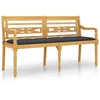 Image de Vidaxl Banc Batavia Avec Coussin Anthracite 150 Cm Bois De Teck Massif