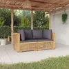 Image de vidaXL Canapés d'angle de jardin et coussins 2 pcs Bois teck massif