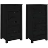Image de vidaXL Vidaxl Buffets 2 Pcs Noir 40x35x80 Cm Bois Massif De Pin