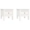 Image de vidaXL Vidaxl Tables D'appoint 2 Pcs Blanc 40x40x39 Cm Bois Massif De Pin