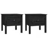 Image de vidaXL Tables d'appoint 2 pcs Noir 50x50x49 cm Bois massif de pin