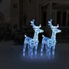 Image de vidaXL Rennes de Noël 2 pcs 80 LED Bleu Acrylique