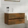 Image de vidaXL Armoire de lavabo Chêne fumé 80x38,5x45 cm Bois d'ingénierie815651