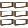 Image de vidaXL Vidaxl Étagères Murales Cube 6 Pcs Chêne Fumé 60x15x23 Cm Bois