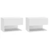 Image de vidaXL Tables de chevet murales 2 pcs Blanc Bois d'ingÃ©nierie