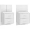 Image de vidaXL Tables de chevet murales 2 pcs Blanc Bois d'ingÃ©nierie