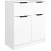 Image de vidaXL Buffet En Bois Contreplaqué Blanc 60x30x70 Cm, 1 Tiroir, 2 Portes, Meuble De Rangement