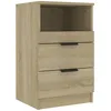 Image de vidaXL Table De Chevet En Chêne Sonoma Avec 2 Tiroirs Et 1 Compartiment De Rangement