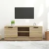 Image de vidaXL Meuble Tv En Chêne Sonoma 102x35x36,5 Cm Avec 2 Compartiments Fermés 2 Compartiments Ouverts