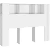 Image de vidaXL Armoire De Tête De Lit 140x18,5x104,5 Cm Blanc Brillant En Bois Contreplaqué