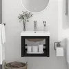 Image de vidaXL Cadre de lavabo de salle de bain vasque à encastrer Noir Fer3101382