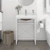 Image de vidaXL Cadre de lavabo de salle de bain vasque à encastrer Blanc Fer