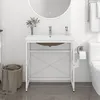 Image de vidaXL Cadre de lavabo de salle de bain vasque à encastrer Blanc Fer