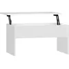 Image de vidaXL Table Basse 1 Plateau Relevable Blanc 80 X 50,5 X 41,5 Cm Avec Rangement Design Moderne