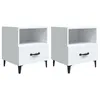 Image de vidaXL Tables de chevet 2 pcs Blanc Bois d'ingÃ©nierie