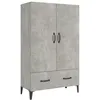 Image de vidaXL Buffet Gris bÃ©ton 70x31x115 cm Bois d'ingÃ©nierie