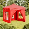 Image de vidaXL Tente de réception pliable avec parois Rouge 2x2 m