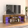 Image de vidaXL Meuble TV avec lumières LED chêne fumé 120x35x40 cm815666
