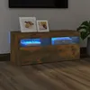Image de vidaXL Meuble TV avec lumières LED Chêne fumé 90x35x40 cm815675