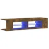 Image de vidaXL Vidaxl Meuble Tv Avec Lumières Led Chêne Fumé 135x39x30 Cm