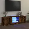 Image de vidaXL Meuble TV avec lumières LED chêne fumé 120x30x35,5 cm815708