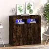 Image de vidaXL Buffet avec lumières LED chêne fumé 80x35x75 cm815729
