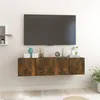 Image de vidaXL Meubles TV suspendus 2 pcs Chêne fumé 60x30x30 cm
