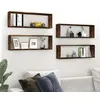 Image de vidaXL Étagères murales cubiques 4 pcs Chêne fumé 80x15x26,5 cm
