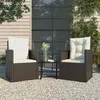 Image de vidaXL Mobilier d'extérieur 3 pcs avec coussins Résine tressée Noir319192