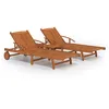 Image de vidaXL Vidaxl Ensemble De Chaises Longues 2 Pcs Et Table Bois D'acacia Massif