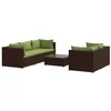 Image de vidaXL Salon de jardin 6 pcs avec coussins Résine tressée Marron