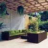 Image de vidaXL Salon de jardin 8 pcs avec coussins résine tressée marron3101508