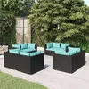 Image de vidaXL Salon de jardin 8 pcs avec coussins Résine tressée Noir3101553