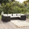 Image de vidaXL Salon de jardin 6 pcs avec coussins résine tressée noir