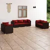 Image de vidaXL Salon de jardin 7 pcs avec coussins Résine tressée Marron3102267