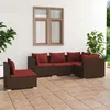 Image de vidaXL Salon de jardin 5 pcs avec coussins résine tressée marron3102315