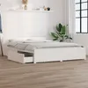 Image de vidaXL Cadre de lit avec tiroirs Blanc 135x190 cm Double