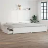 Image de vidaXL Cadre de lit avec tiroirs Blanc 180x200 cm Super King