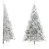 Image de vidaXL Demi sapin de Noël artificiel avec support argenté 240 cm PET344699