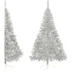 Image de vidaXL Demi sapin de NoÃ«l artificiel avec support ArgentÃ© 240 cm PVC