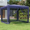 Image de vidaXL Tente de fête avec 4 parois latérales en maille Bleu 3x3 m PEHD319227