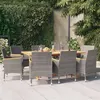 Image de vidaXL Ensemble à manger de jardin 9 pcs avec coussins Gris