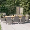Image de vidaXL Ensemble à manger de jardin 11 pcs avec coussins Gris