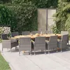 Image de vidaXL Ensemble à manger de jardin 11 pcs avec coussins Gris