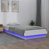 Image de vidaXL Cadre de lit à LED sans matelas blanc bois massif820003