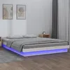 Image de vidaXL Cadre de lit à LED blanc 135x190 cm double bois massif